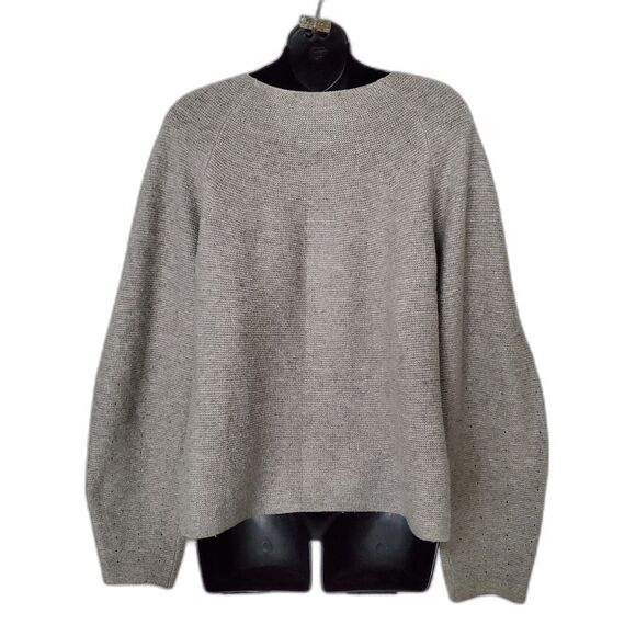 FATE by LFD Minimalist Wide Neck Raglan Grey Knit Sweater Sz L Relaxed Fit Cozy - Picture 2 of 10